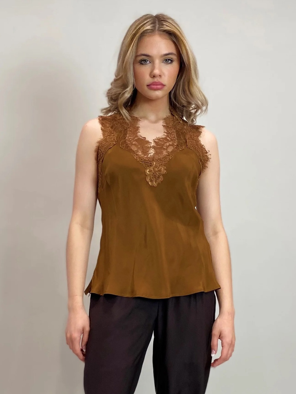 Gold Hawk Gina Lace Camisole in Tobacco